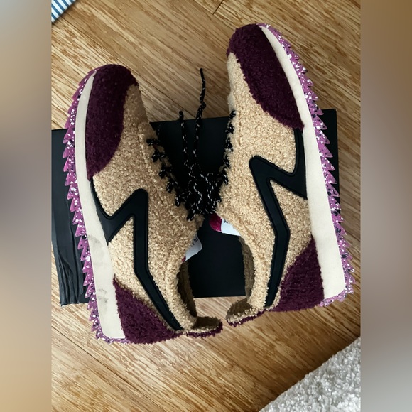 Beige and maroon Rag & Bone Sherpa sneakers - Picture 8 of 13